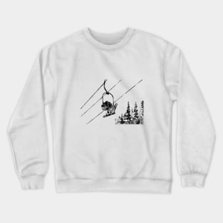 Snowboarder and a skier on the lift Crewneck Sweatshirt